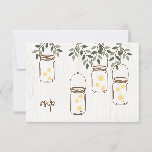 Mason Jar & Fireflies Mariage rustique Cartes RSVP (Dos)