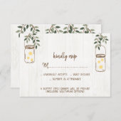 Mason Jar & Fireflies Mariage rustique Cartes RSVP (Devant / Derrière)