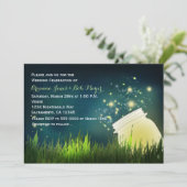Mason Jar & Fireflies Nachtbruiloft Uitnodiging (Staand voorkant)