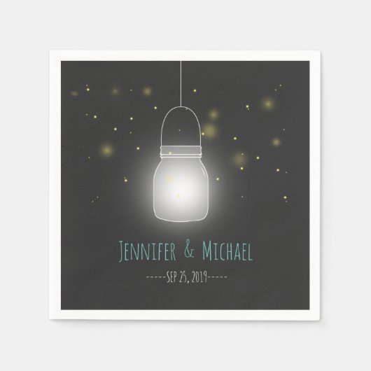 Mason Jar Fireflies Rustieke Moderne Bruiloft Servetten (Voorkant)