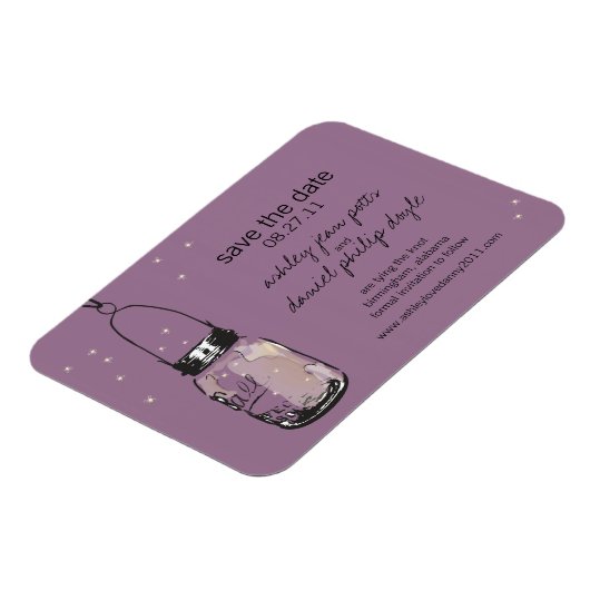 Mason Jar & Fireflies Save the Date Magneet (Linkerzijde)