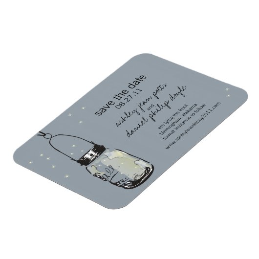 Mason Jar & Fireflies Save the Date Magneet (Linkerzijde)