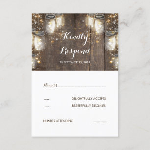 Mason Jar Firefly éclaire un mariage rustique RSVP