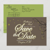 Mason Jar Firefly Lightning Bug Save the Date (Voorkant / Achterkant)