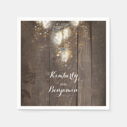 Mason Jar Firefly Lights Rustiek Land Servet (Voorkant)