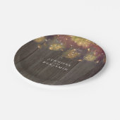 Mason Jar Firefly Lights Rustieke bruiloft Papieren Bordje (Gekanteld)