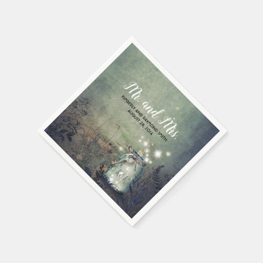 Mason Jar Firefly Lights Rustieke bruiloft Servetten (Hoek)