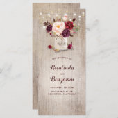 Mason Jar Fleurs Bourgogne Programmes de Mariage R (Devant / Derrière)