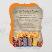 Mason Jar Fleurs Rustiques Thanksgiving Invitation (Devant / Derrière)