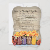 Mason Jar Fleurs Rustiques Thanksgiving Invitation (Devant)