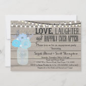 Mason Jar Floral Blue Fiançailles Part Invitation (Devant)