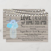Mason Jar Floral Blue Fiançailles Part Invitation (Devant / Derrière)
