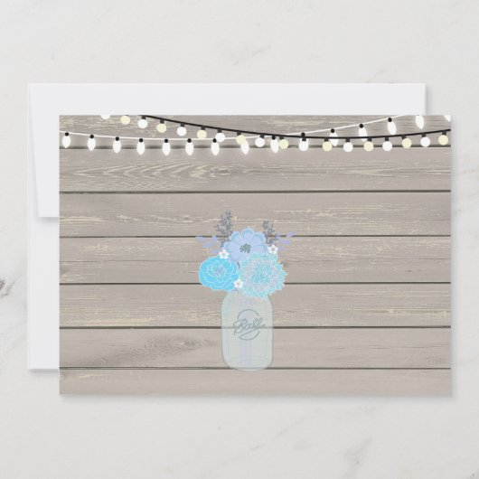 Mason Jar Floral Blue Verloving Part Invitation Kaart (Achterkant)