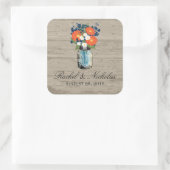 Mason Jar Floral Bruiloft Vierkante Sticker (Tas)