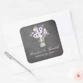 Mason Jar Floral Bruiloft Vierkante Sticker (Envelop)