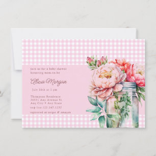 Mason Jar Floral   Rustiek Baby shower Kaart