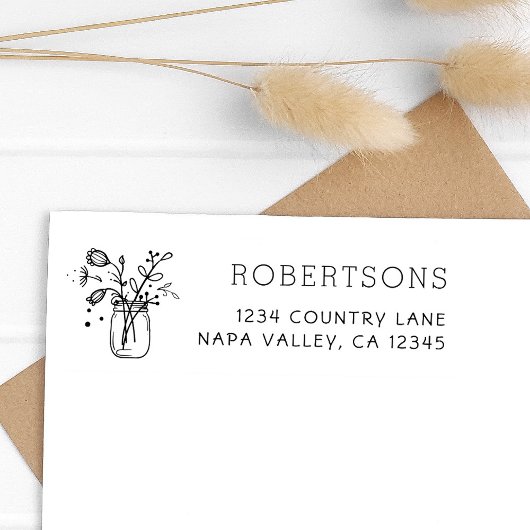 Mason Jar Flowers | Achternaam Zelfinktende Stempel