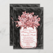 Mason Jar Flowers Chalkboard Wedding Invitations Kaart (Voorkant / Achterkant)