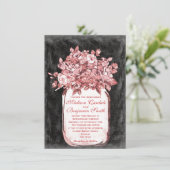 Mason Jar Flowers Chalkboard Wedding Invitations Kaart (Staand voorkant)