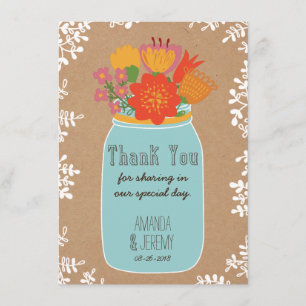 Mason Jar Flowers Craft Paper Hartelijk dank Bedankkaart