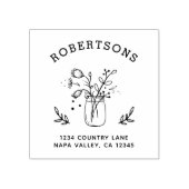 Mason Jar Flowers | Creëer Uw eigen retouradres Rubberstempel (Afrduk)