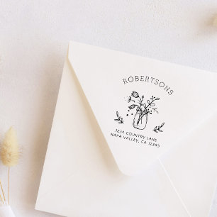 Mason Jar Flowers   Creëer Uw eigen retouradres Rubberstempel