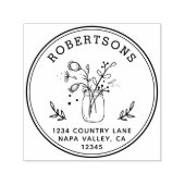 Mason Jar Flowers Retouradres Zelfinktende Stempel (Design)