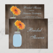 Mason Jar & Gerbera Daisy Rustic Vrijgezellenfeest Kaart (Voorkant / Achterkant)