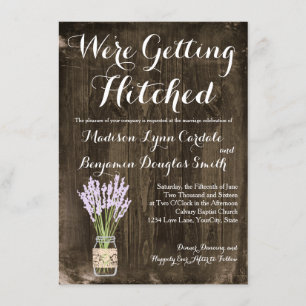 Mason Jar Getting Hitched Country Wedding nodigt u Kaart