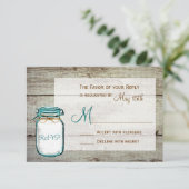 Mason Jar Grange Bois Mariage rustique Cartes RSVP (Debout devant)