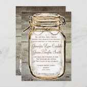 Mason Jar Grange Bois Rustique Invitations de mari (Devant / Derrière)