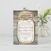 Mason Jar Grange Bois Rustique Invitations de mari (Debout devant)