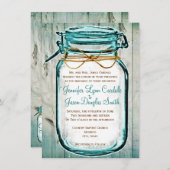 Mason Jar Grange Bois Rustique Invitations de mari (Devant / Derrière)