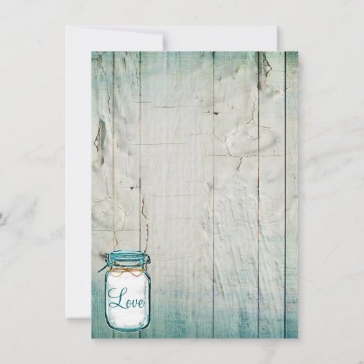 Mason Jar Grange Bois Rustique Invitations de mari (Dos)