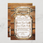 Mason Jar Grange Bois Rustique Invitations de mari (Devant / Derrière)