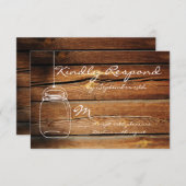 Mason Jar Grange de mariage en bois Cartes RSVP (Devant / Derrière)