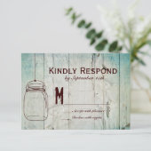 Mason Jar Grange en bois Typographie Mariage Carte (Debout devant)