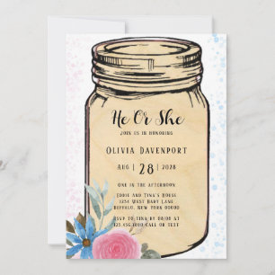 Mason Jar He or she Gender onthulling Baby shower  Kaart