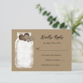 Mason Jar Hearts Lights Kraft Wedding Carte RSVP (Debout devant)
