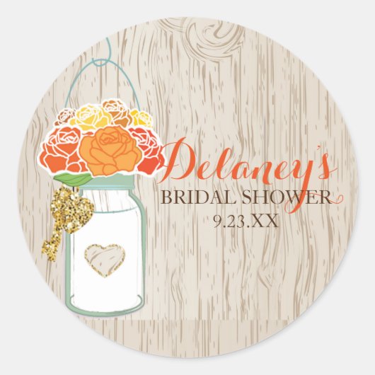 Mason Jar Herfst glitter vrijgezellenfeest sticker (Voorkant)