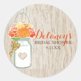 Mason Jar Herfst glitter vrijgezellenfeest sticker