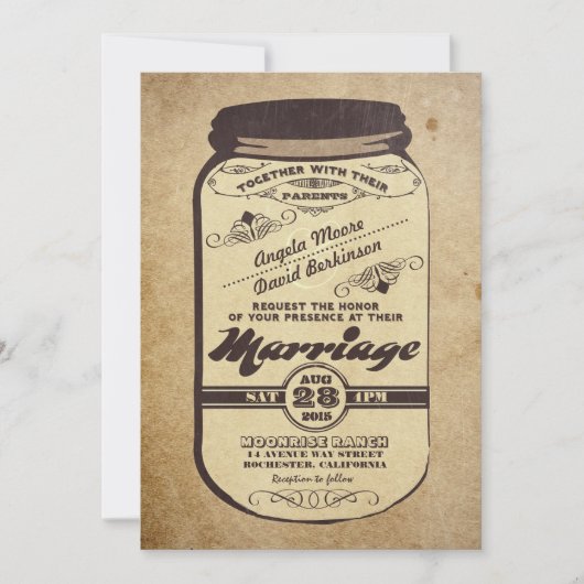  Mason Jar huwelijksuitnodigingen Kaart (Voorkant)