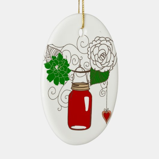 Mason Jar kerstversiering Keramisch Ornament (Rechts)