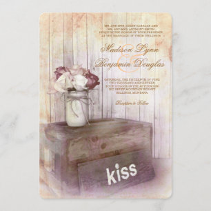 Mason Jar Kiss Wood Rustic Country Wedding Invites Kaart