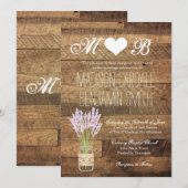 Mason Jar Lavender Barn Wood Wedding Invitations Kaart (Voorkant / Achterkant)