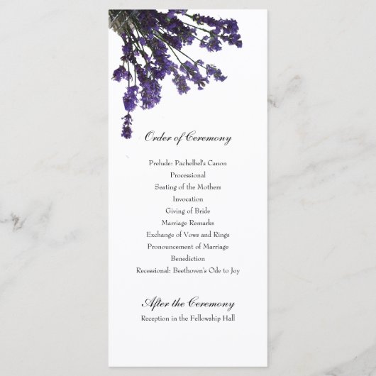 Mason Jar Lavender Wedding Programme de Mariage (Dos)
