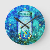 Mason jar lightning bug glanzend firefly ronde klok (Voorkant)