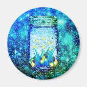 Mason jar lightning bug glanzend firefnet magneet (Voorkant)