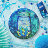 Mason jar lightning bug glanzend firefnet papieren bordje (Feest)