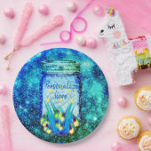 Mason jar lightning bug glanzend firefnet papieren bordje (Feest)